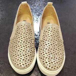 Isaac Mizrahi Gold Sneakers with Perforated Design